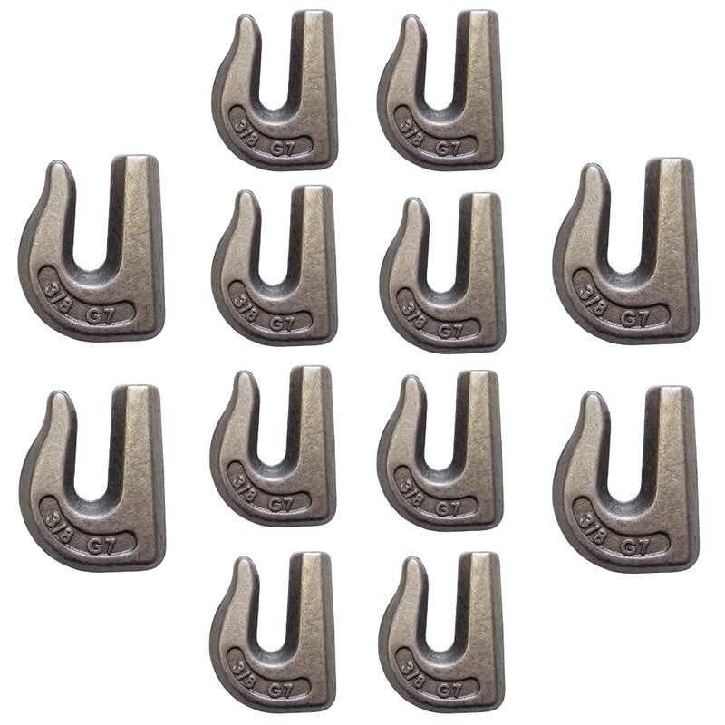 GRIPON (Pack of 12) 3/8" Weld-On Forged Clevis Grab Chain Hooks - Grade 70